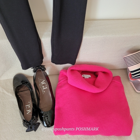 ATHLETA cashmere blend turtleneck cowl sweater fuschia pink rare limited edition - Picture 10 of 17